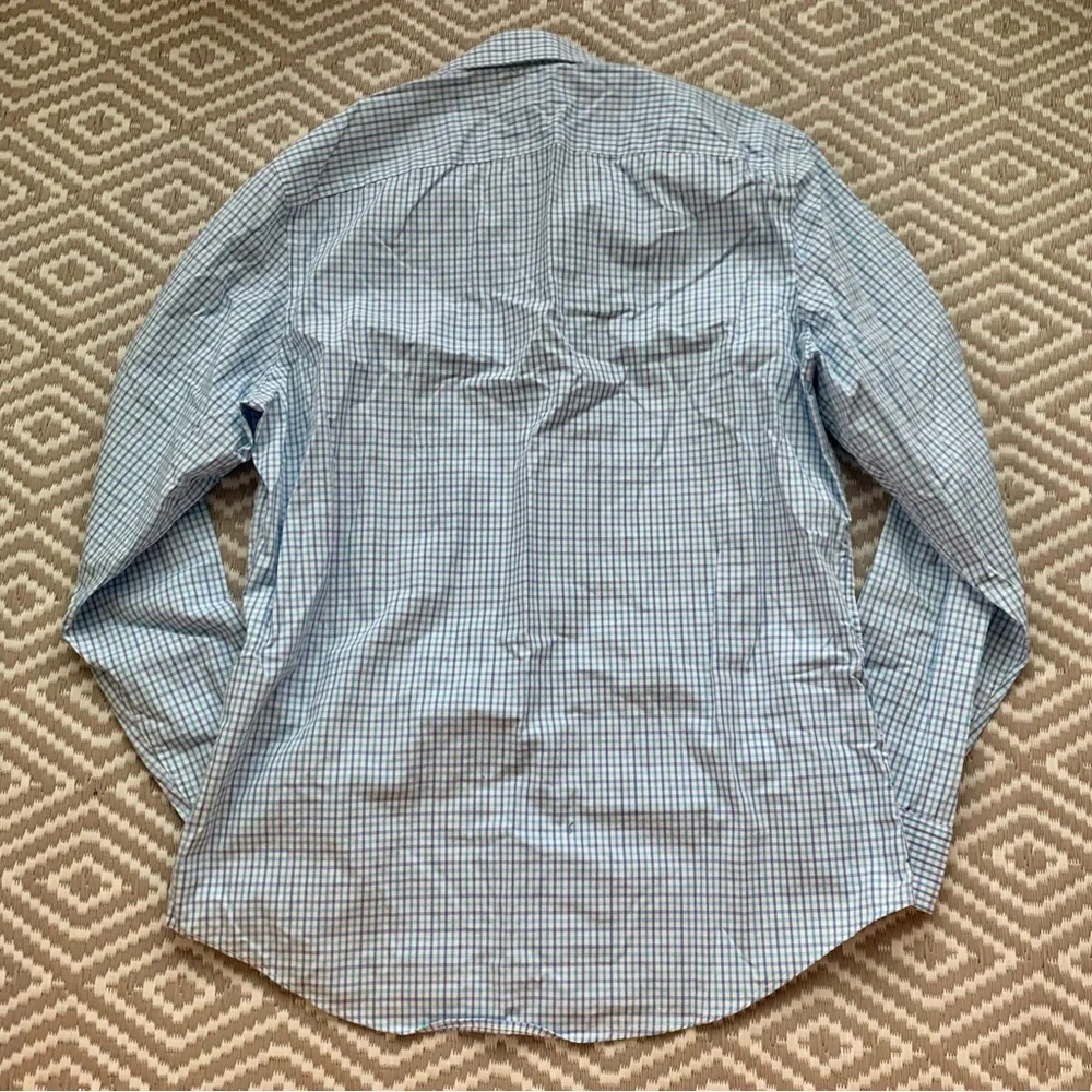 Banana Republic Light Blue Plaid Gingham Long Sleeve Button Down Shirt Slim M